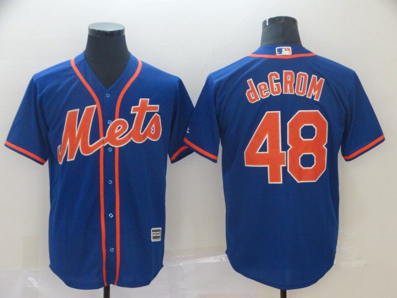 Men New York Mets 48 Degrom Blue Game MLB Jerseys